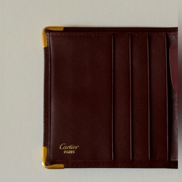Cartier Embossed Bi-Fold Wallet in Burgundy Leather - Picture 3 of 6